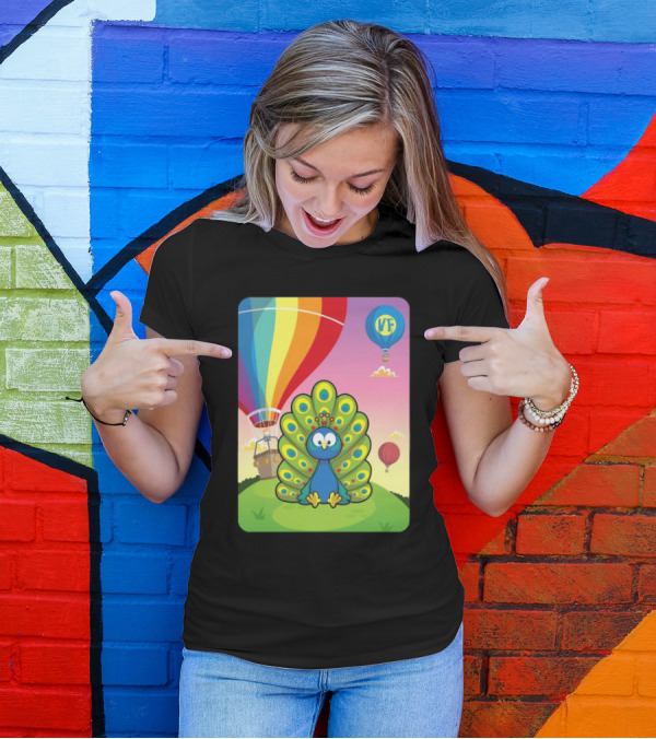 Vee Friends Practical Peacock Colorful Hot Air Balloon Vee Friends T-Shirt