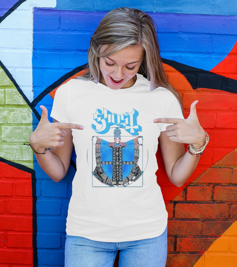 Ghost Vitruvian Skeleton Pope T-Shirt