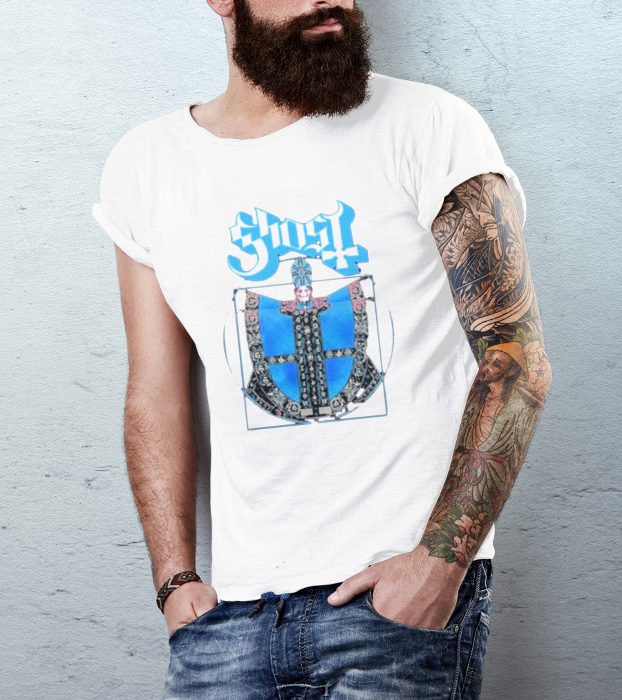 Ghost Vitruvian Skeleton Pope T-Shirt