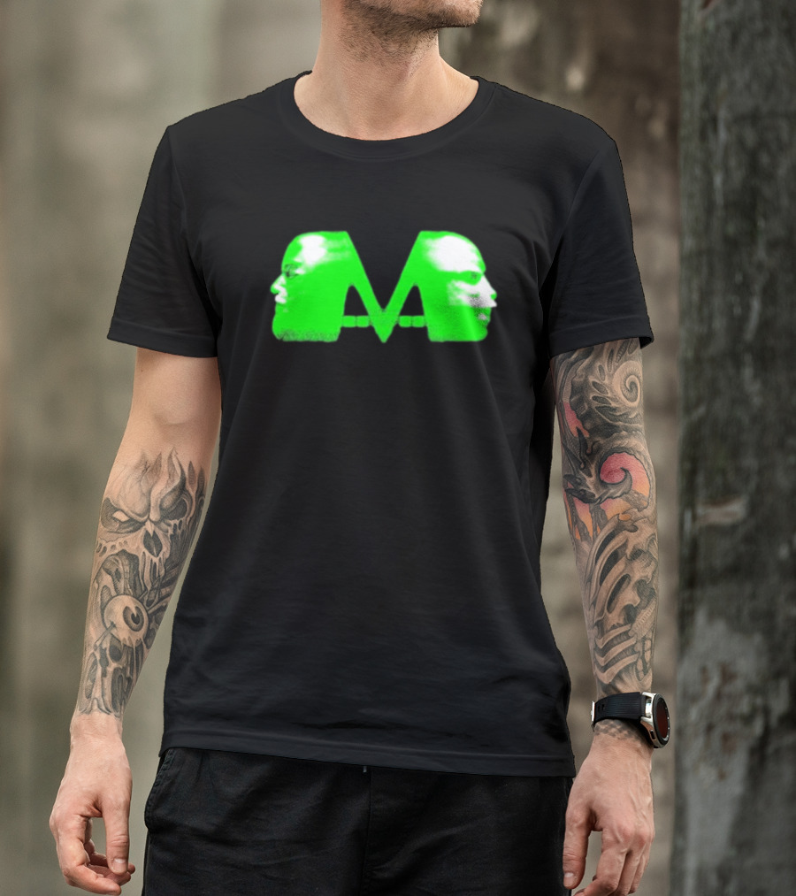 Mansionz M Faces Neon Green Portrait T-Shirt