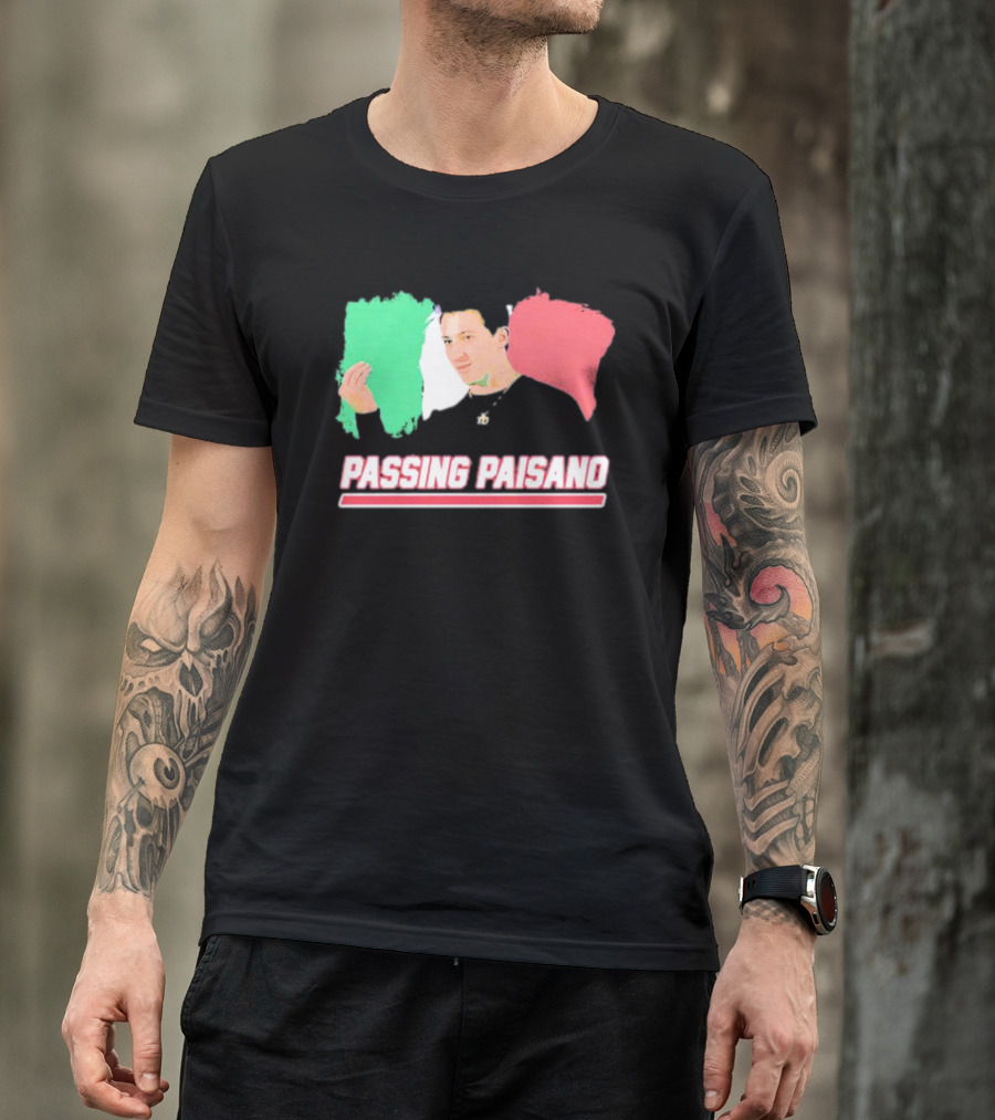 Passing Paisano Italian Gesture Flag Background T-Shirt