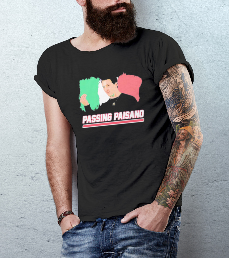 Passing Paisano Italian Gesture Flag Background T-Shirt