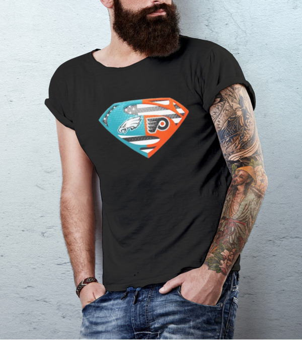Philadelphia Eagles Philadelphia Flyers Superman Logo Mashup T-Shirt
