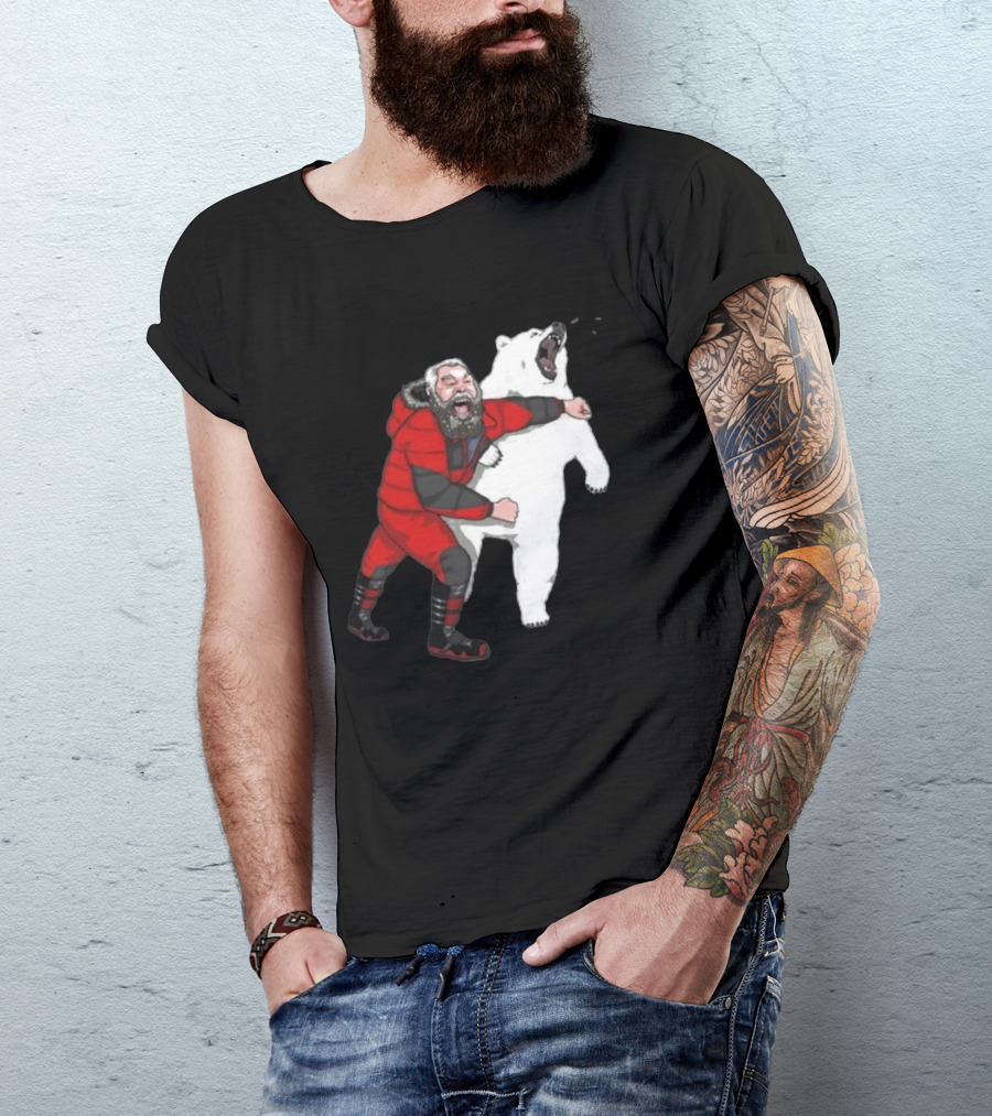 Blessed Bear Fighter Polar Punching Scene T-Shirt