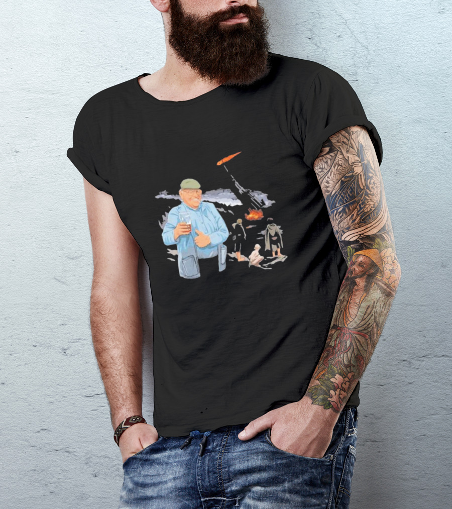 Dibnah Versus Sauron Gandalf, Hobbits, And Industrial Chimney In Middle-earth Scene T-Shirt