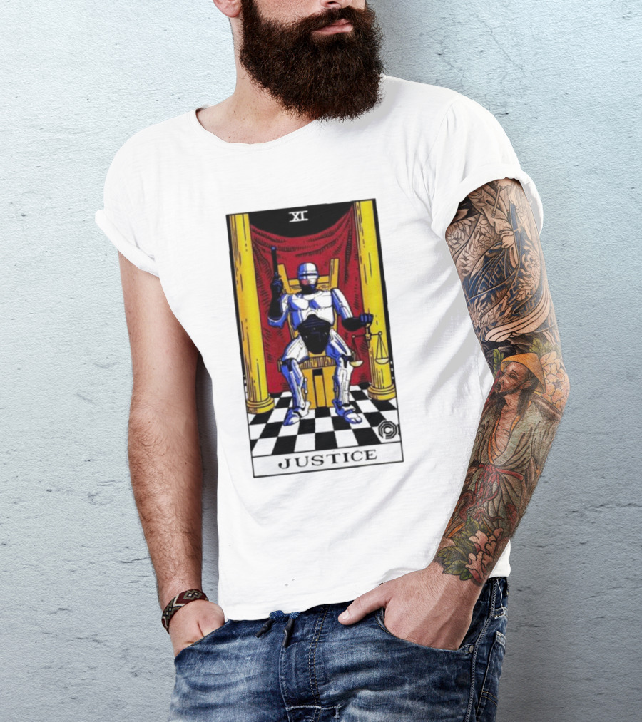 XI Justice Tarot Robo Enforcer T-Shirt