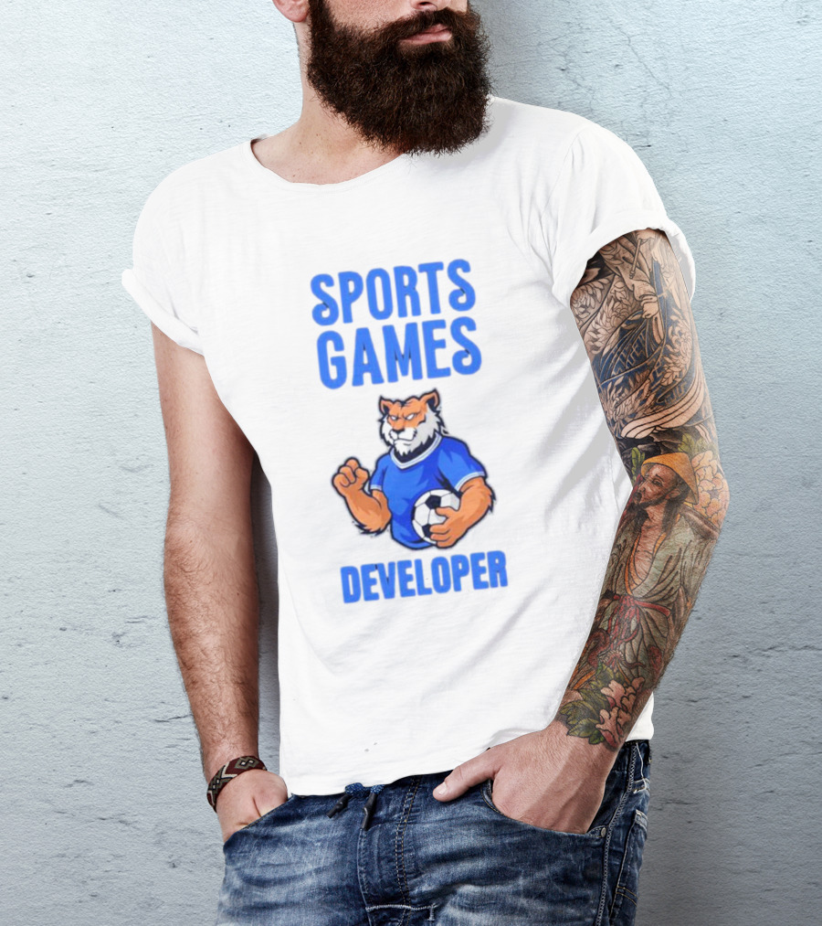 Sports Games Developer Tiger Holding Soccer Ball T-Shirt