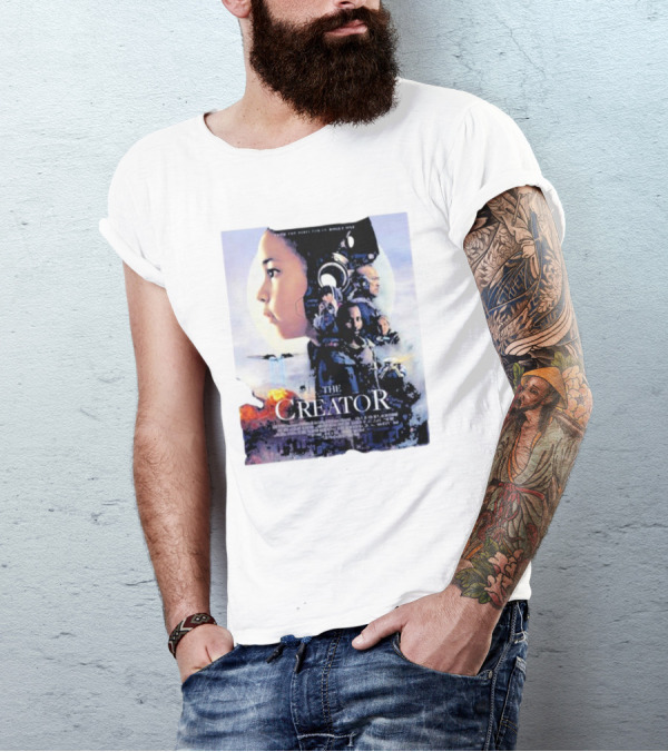 The Creator Movie Poster Design With Characters And Sci-Fi Elements T-Shirt