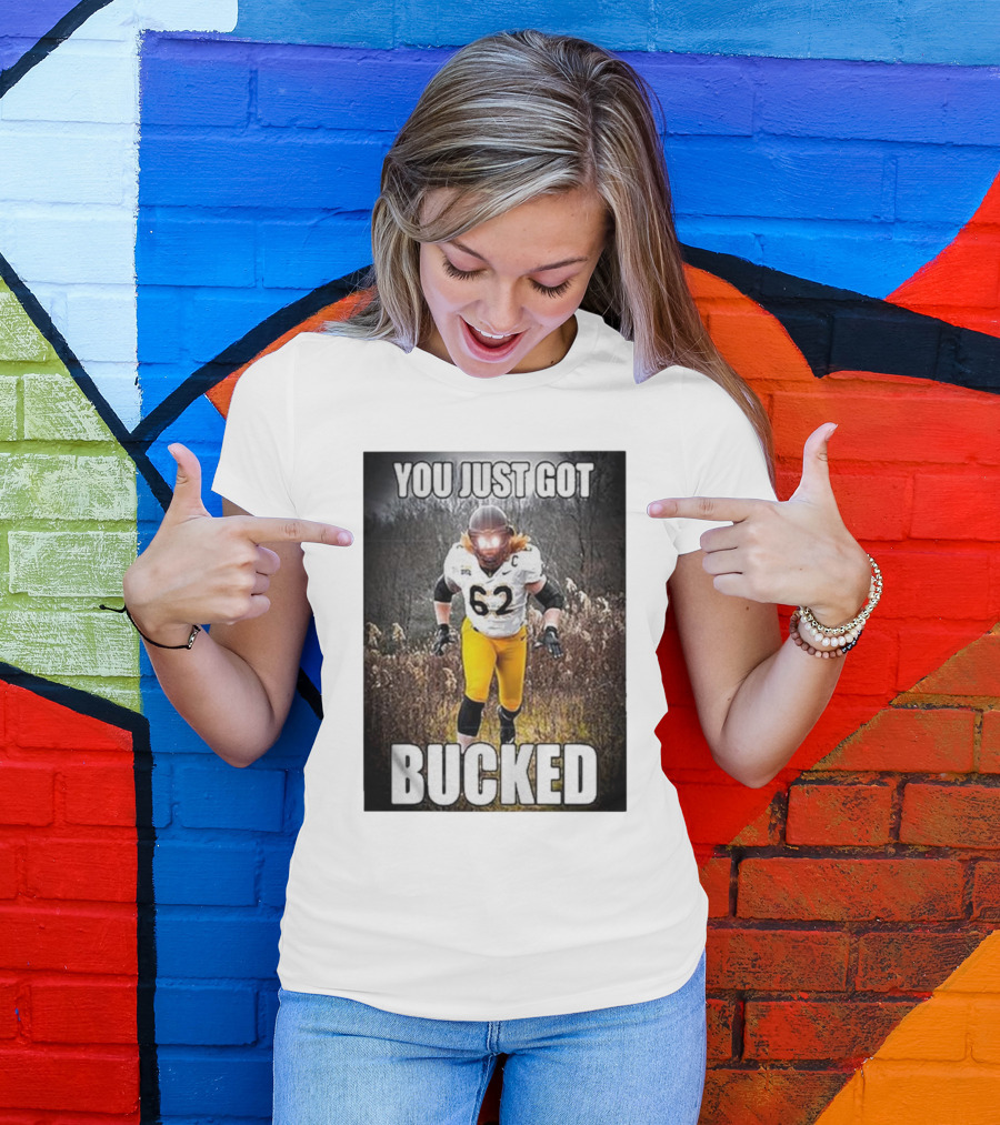 You Just Got Bucked Bucky Williams 62 Football Player Running In Field T-Shirt