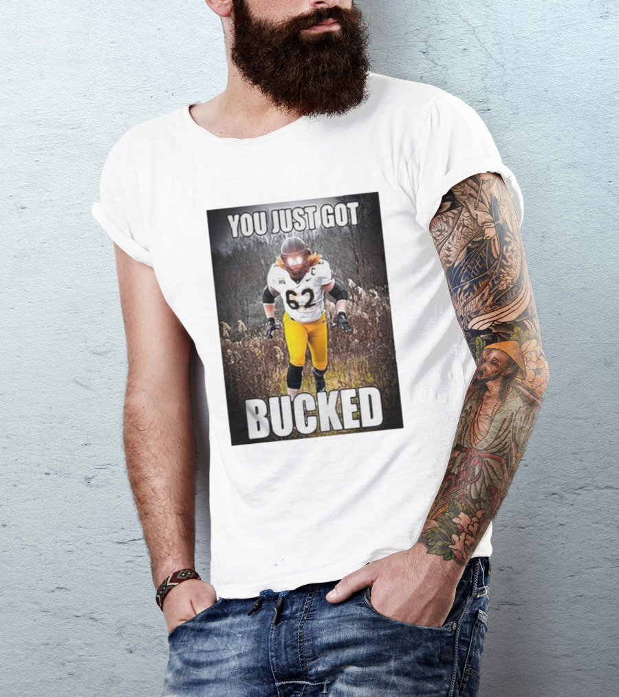 You Just Got Bucked Bucky Williams 62 Football Player Running In Field T-Shirt