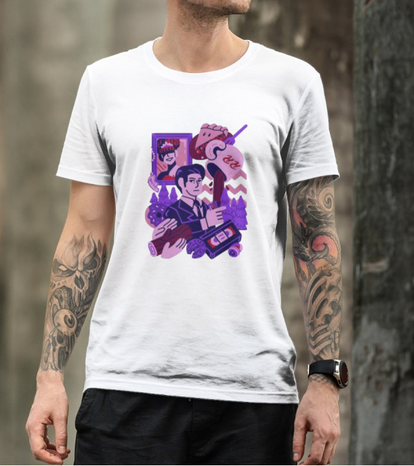 Theyetee Meanwhile Twin Peaks Agent Cooper Coffee Donuts Log VCR T-Shirt