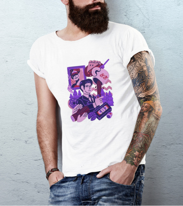 Theyetee Meanwhile Twin Peaks Agent Cooper Coffee Donuts Log VCR T-Shirt