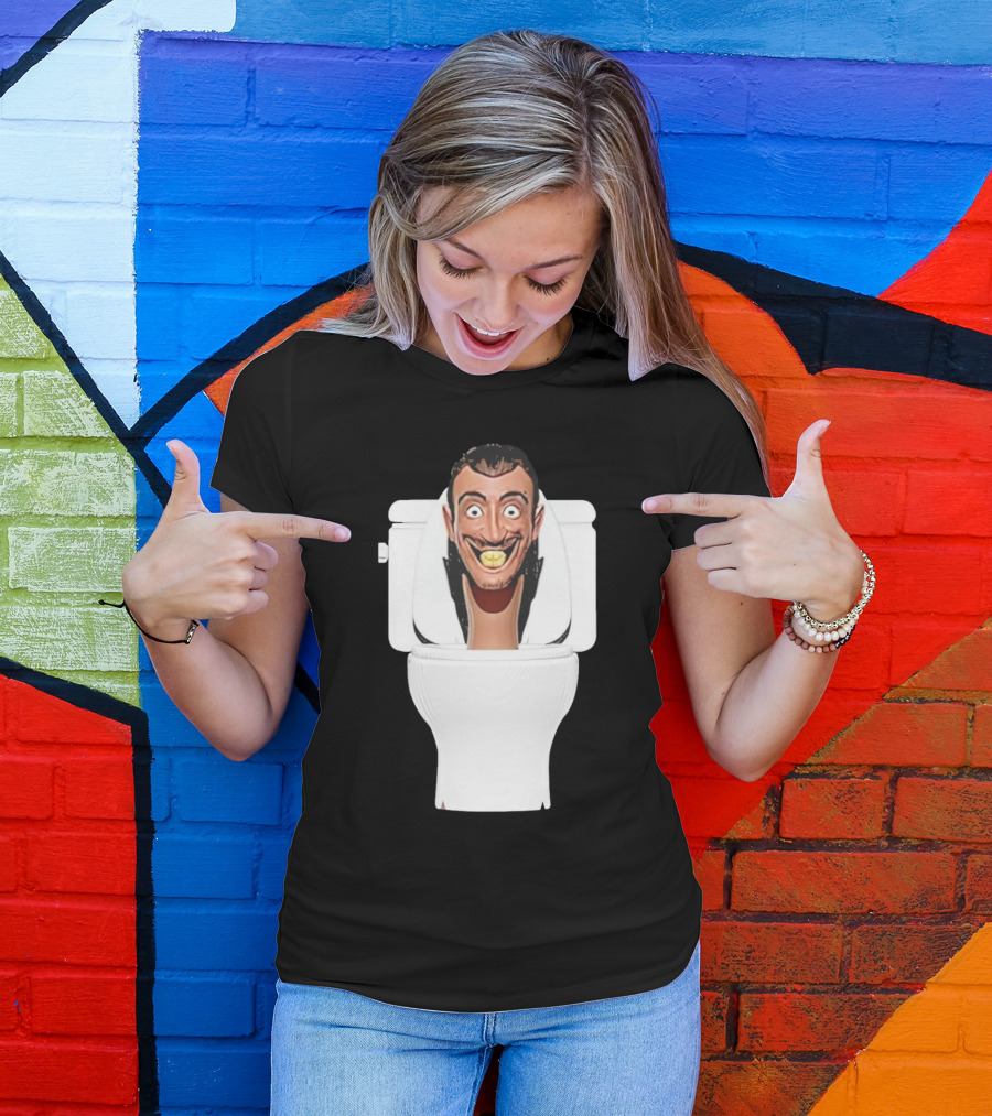 Skibidi Toilet Funny Face Character Head In Commode T-Shirt