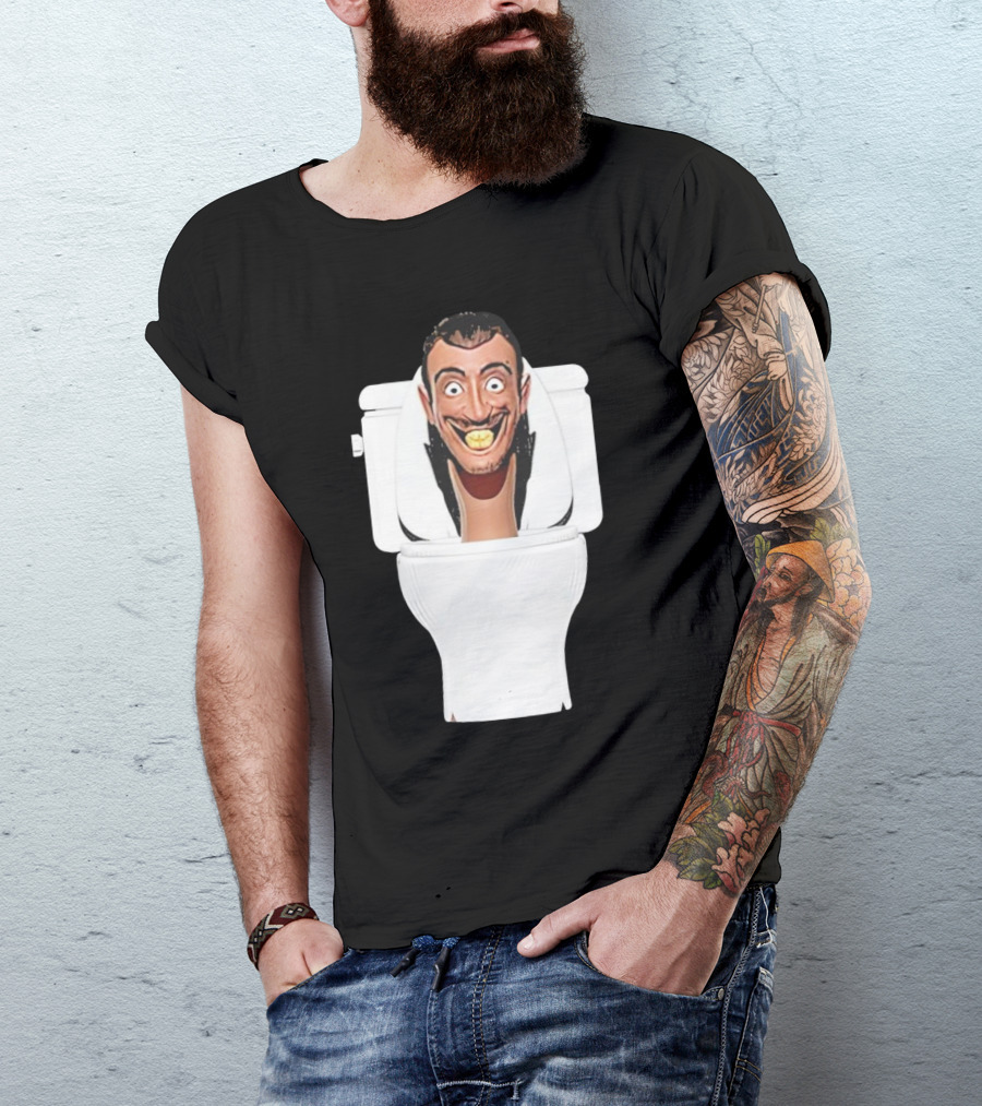 Skibidi Toilet Funny Face Character Head In Commode T-Shirt