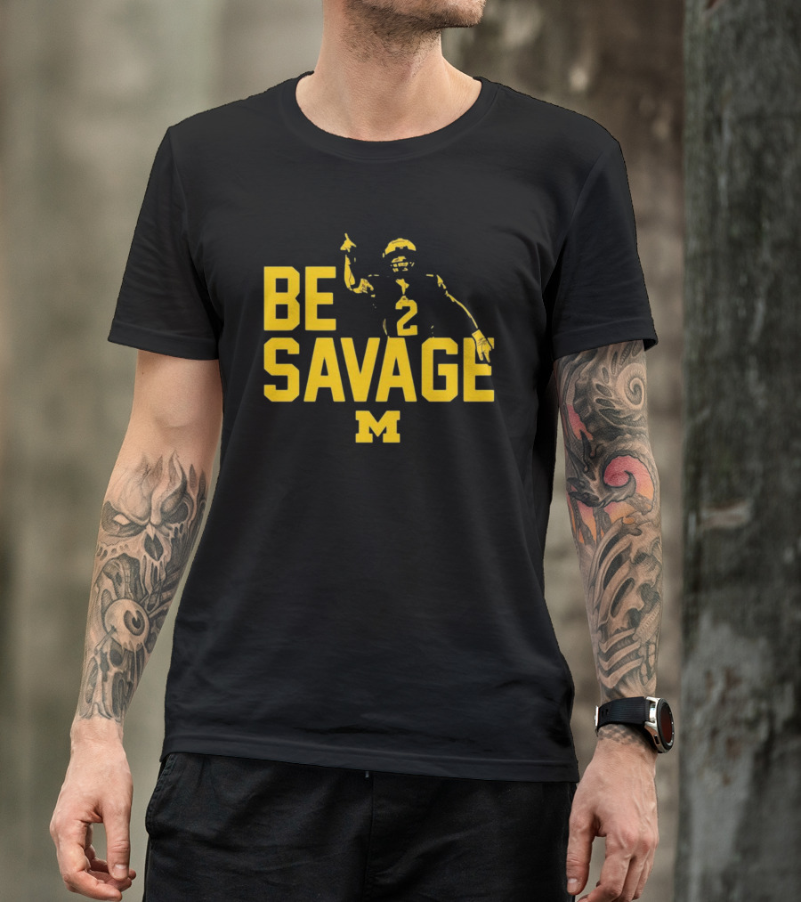 Be Savage Michigan Football Number 2 M T-Shirt