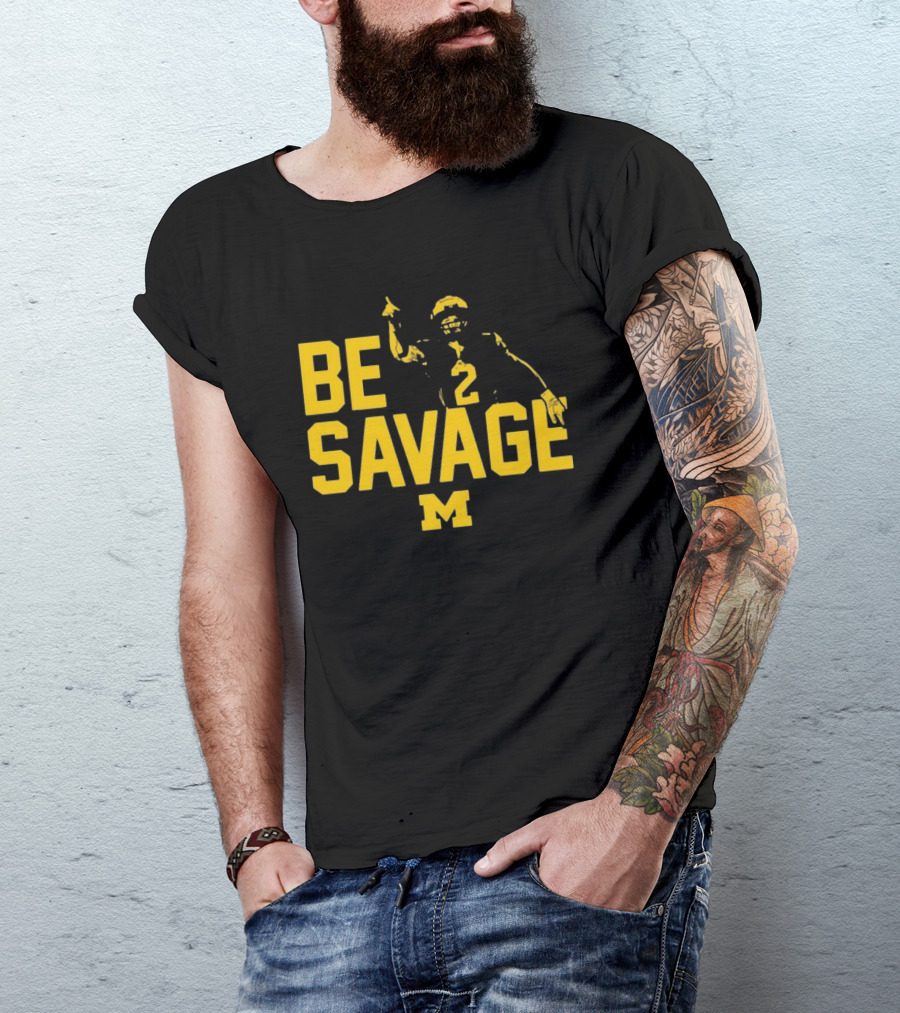 Be Savage Michigan Football Number 2 M T-Shirt
