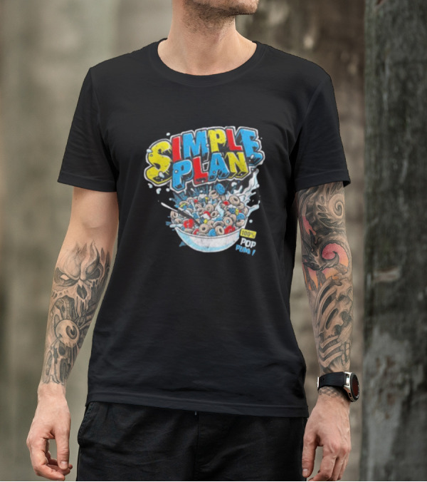 Simple Plan Pop Punk Cereal Bowl Explosion 100% T-Shirt