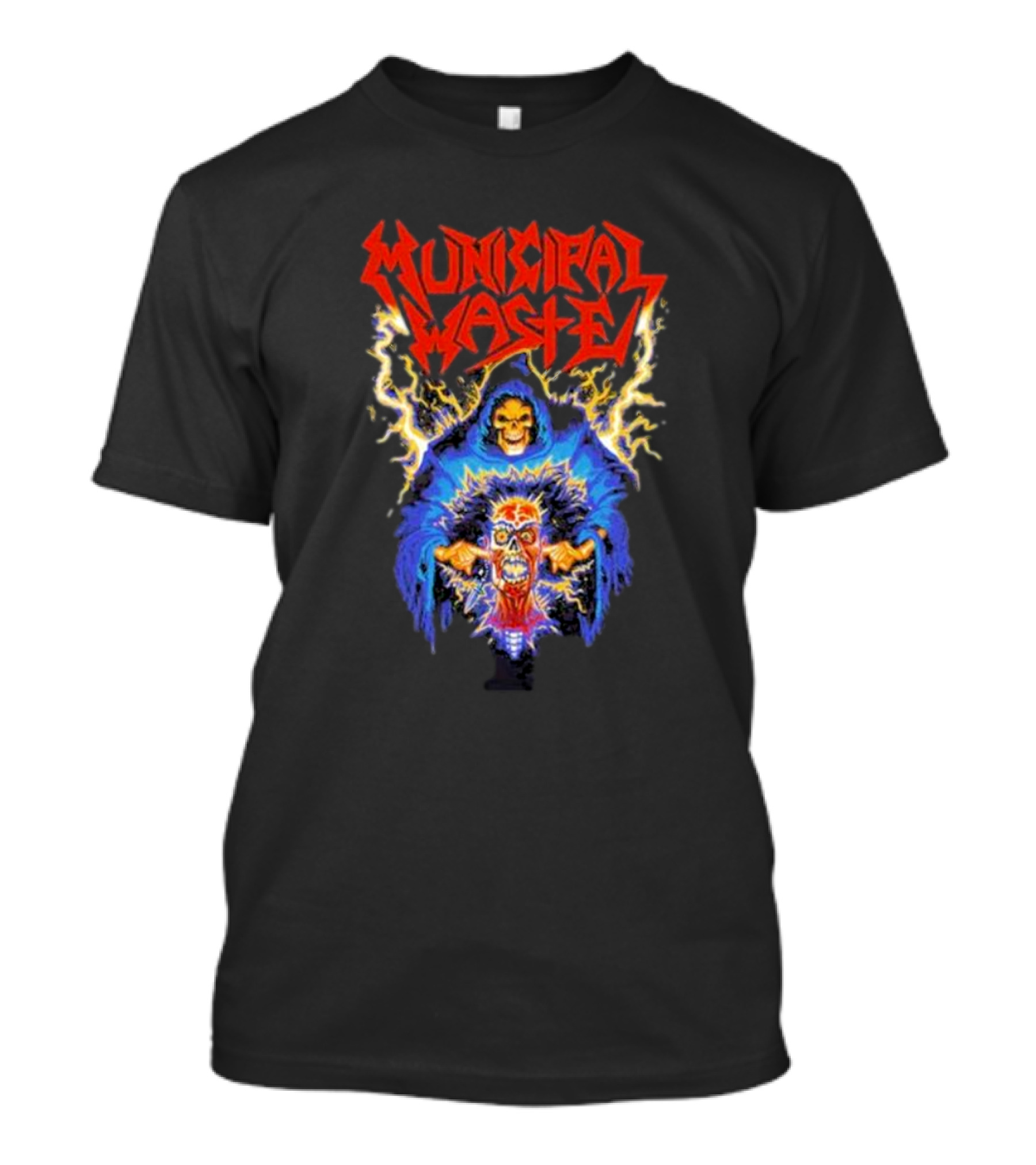 Municipal Waste Wet Willy Grim Reaper Electric Skull T-Shirt