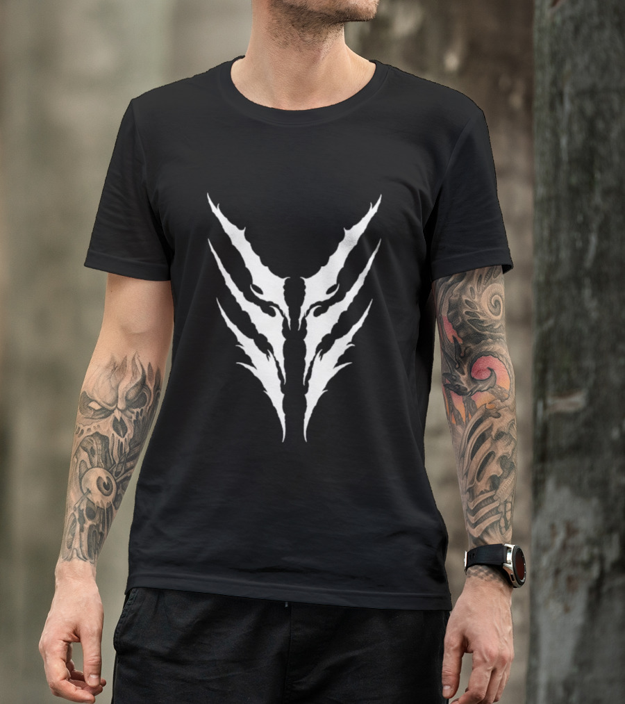 Orbit Culture Emblem White Tribal Motif T-Shirt