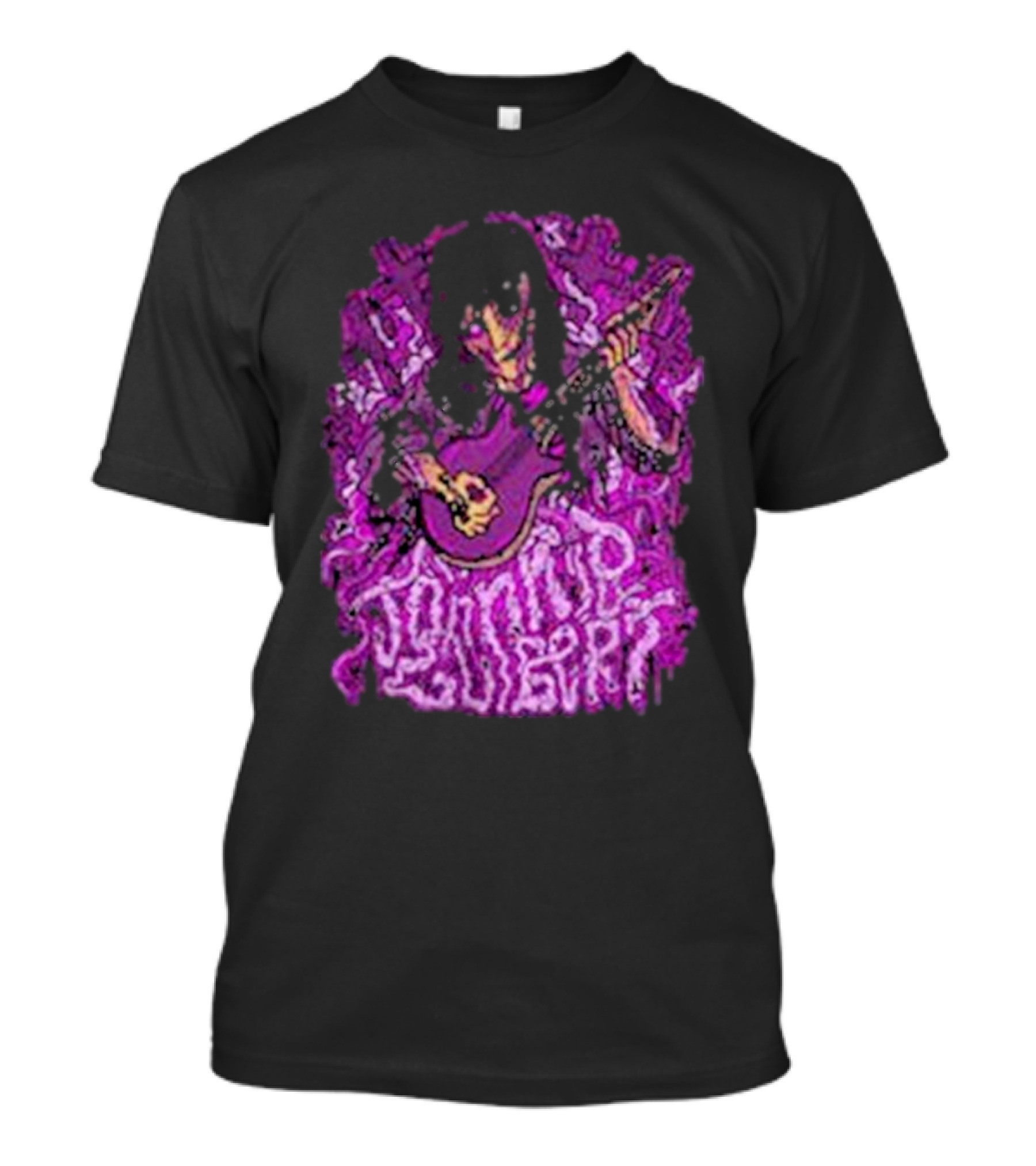 Zombie Johnnie Guilbert Playing Guitar With Purple Background T-Shirt