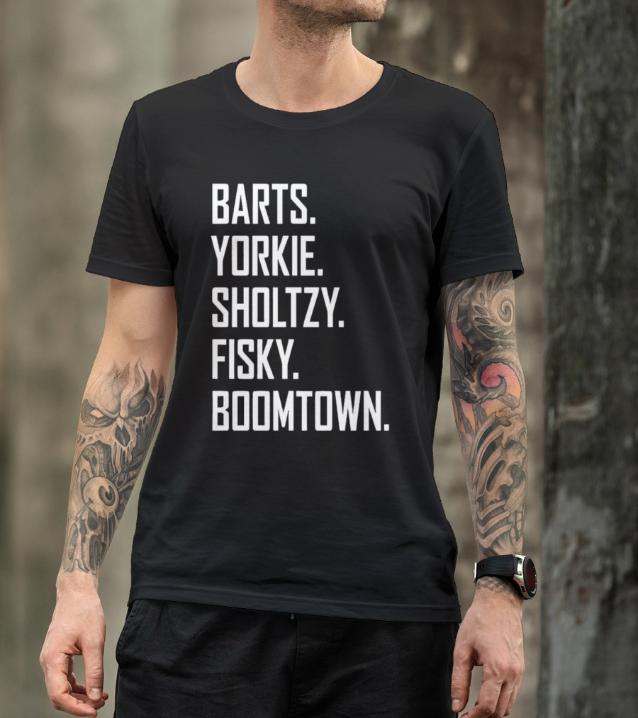 Barts Yorkie Sholtzy Fisky Boomtown Text Sequence T-Shirt