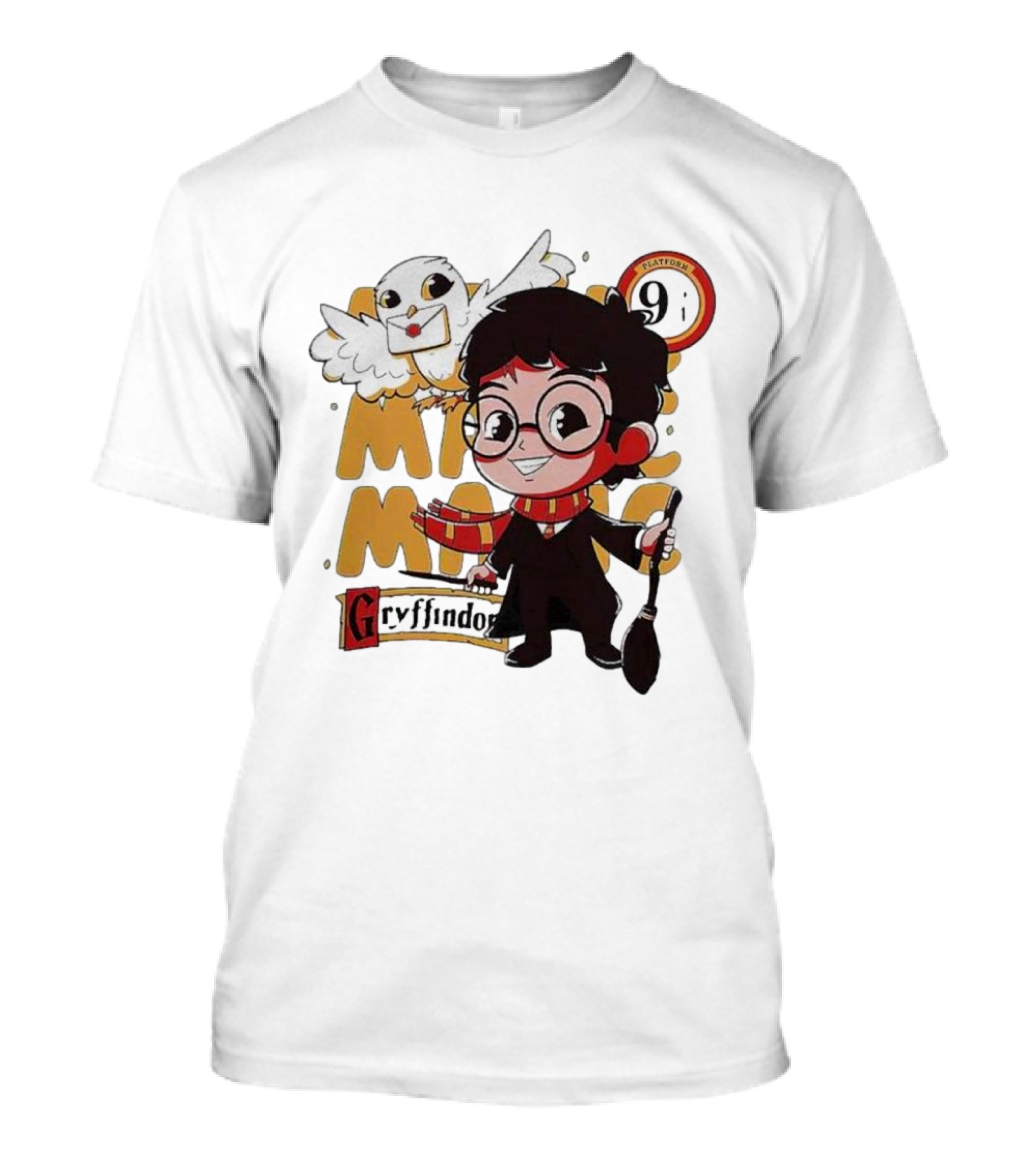 Quality Magic Boy Gryffindor Platform 9¾ Owl Wizard T-Shirt