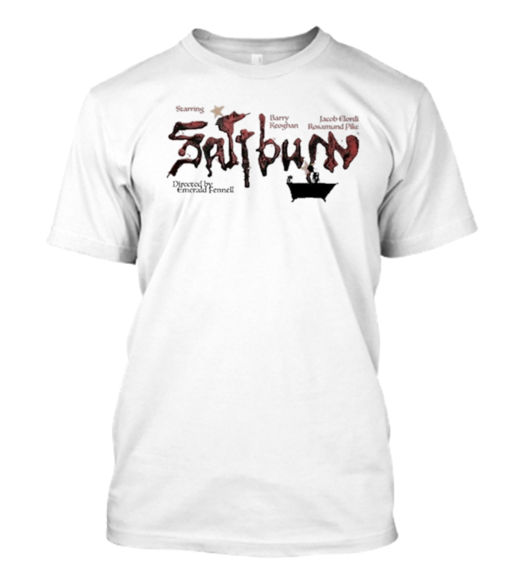 Starring Barry Keoghan Jacob Elordi Rosamund Pike Saltburn Directed By Emerald Fennell Bathtub T-Shirt