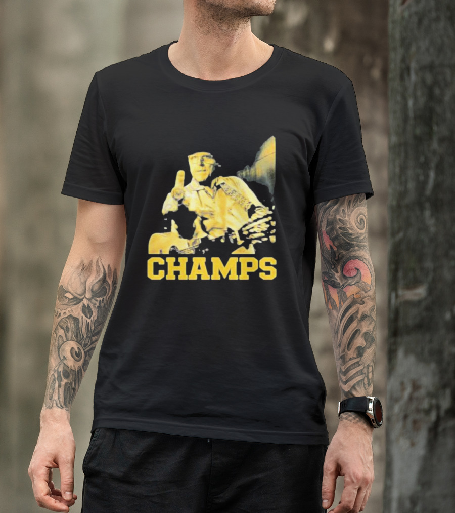 Taylor Lewan Champs Yellow Guitar Western T-Shirt