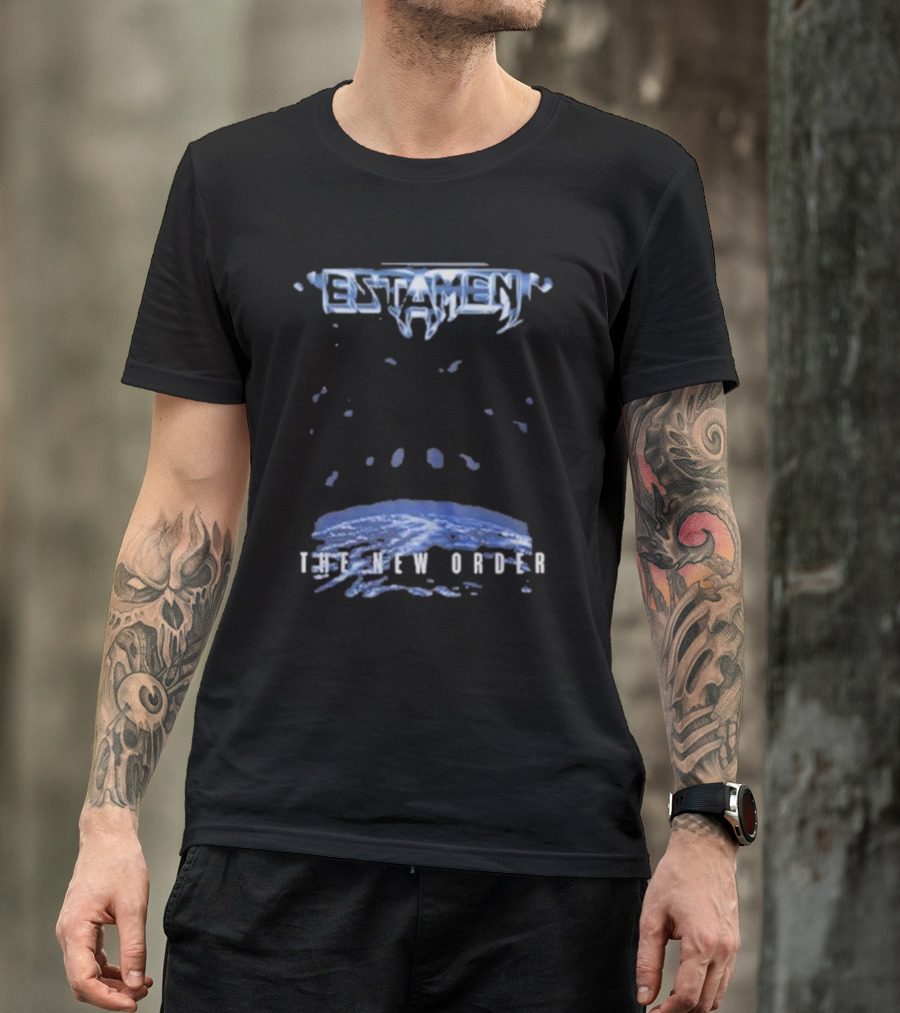 Testament The New Order Album Cover Art Blue Earth And Liquid Drops T-Shirt