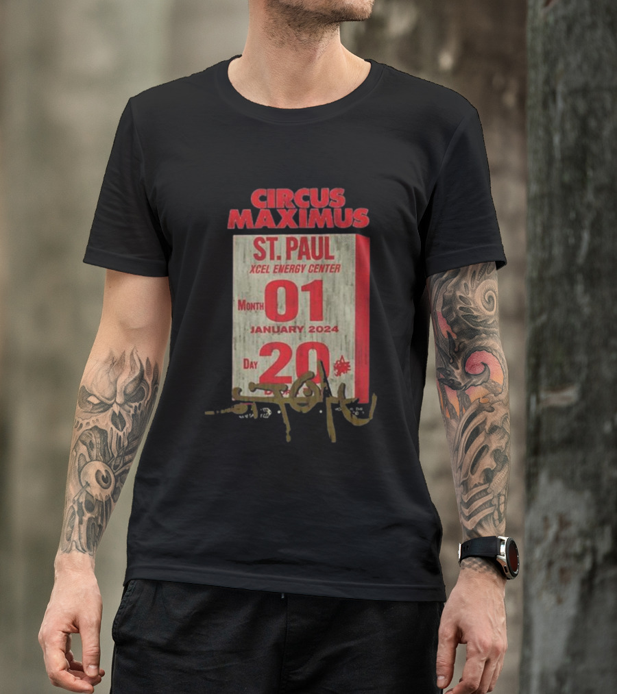 Travis Scott Circus Maximus Tour St Paul Xcel Energy Center January 20 2024 Utopia City Exclusive T-Shirt