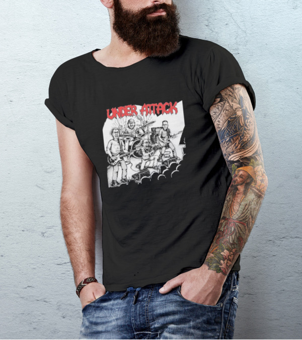 Under Attack Live Cartoon Band Performance Scene T-Shirt