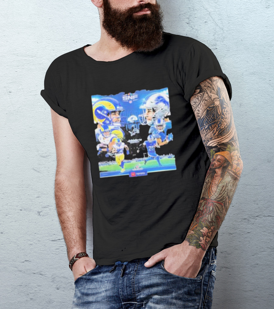 We Are Here For It Los Angeles Rams Vs Detroit Lions SNF Showdown Toyota T-Shirt