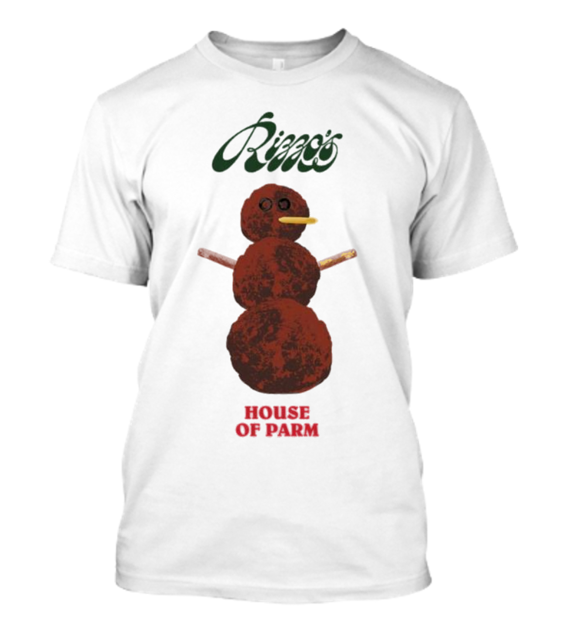 Rizzo’s Meatballman House Of Parm Snowman Meatball Sculpture T-Shirt