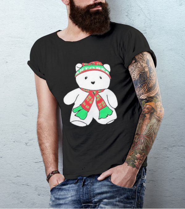 Santa Bear Minnesota Christmas Scarf And Hat Bundle T-Shirt