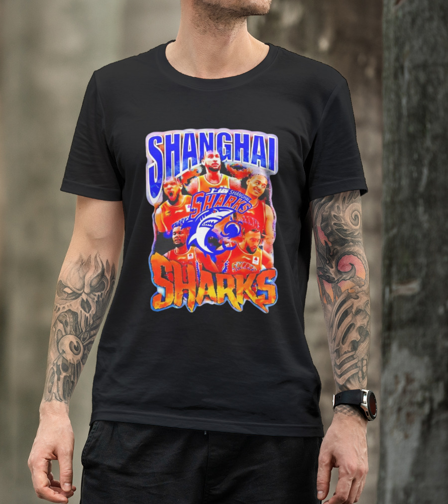 Shanghai Sharks Basketball Team Players Collage T-Shirt