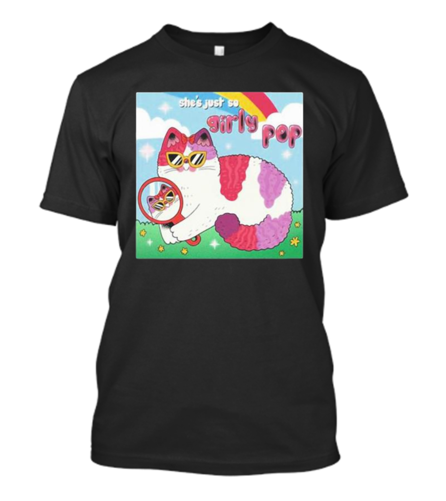 She's Just So Girly Pop Rainbow Sunglasses Cat T-Shirt