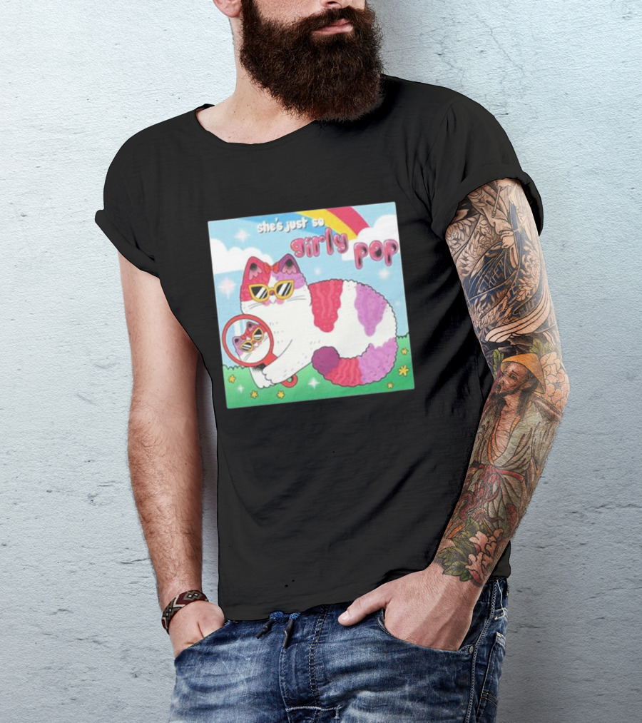 She's Just So Girly Pop Rainbow Sunglasses Cat T-Shirt