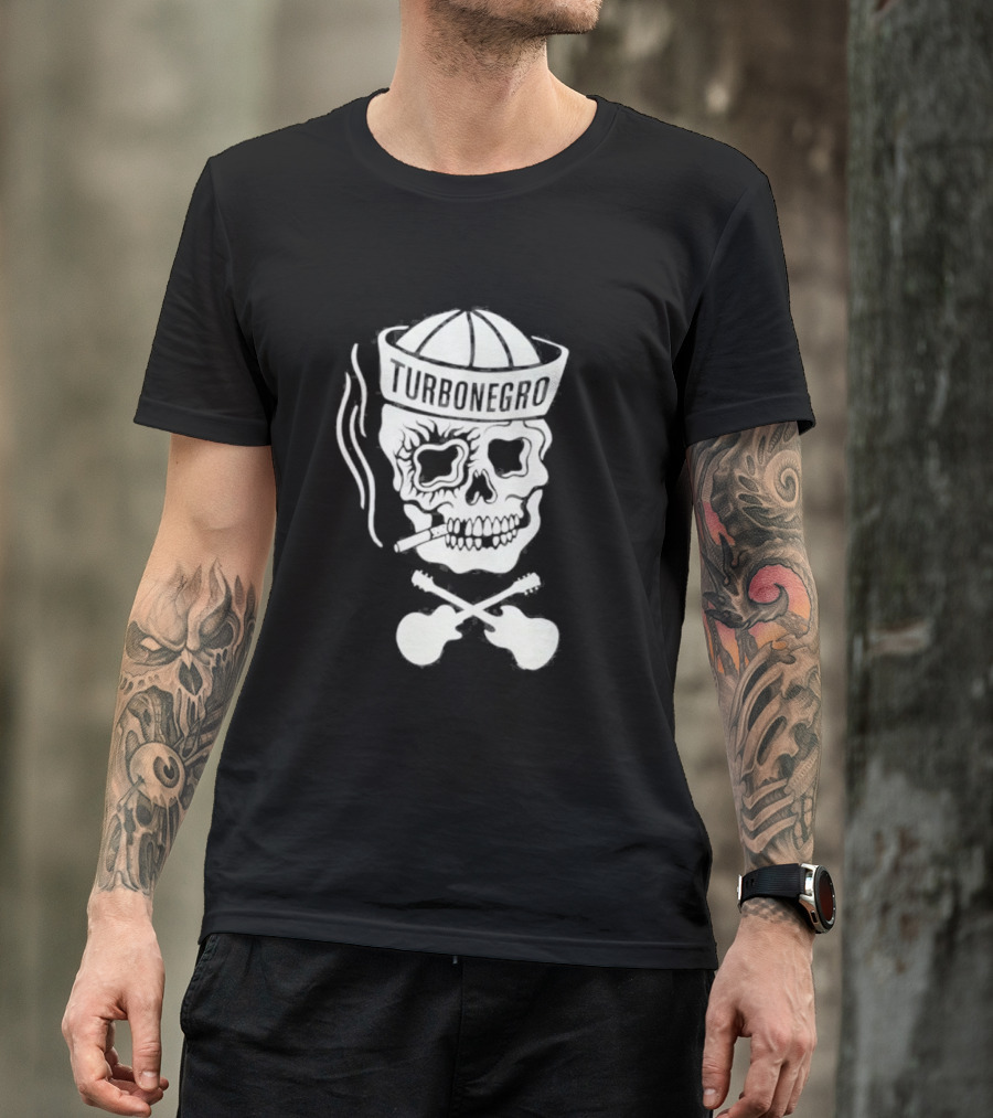 Turbonegro Sailor Skull Smoking With Crossed Guitars T-Shirt