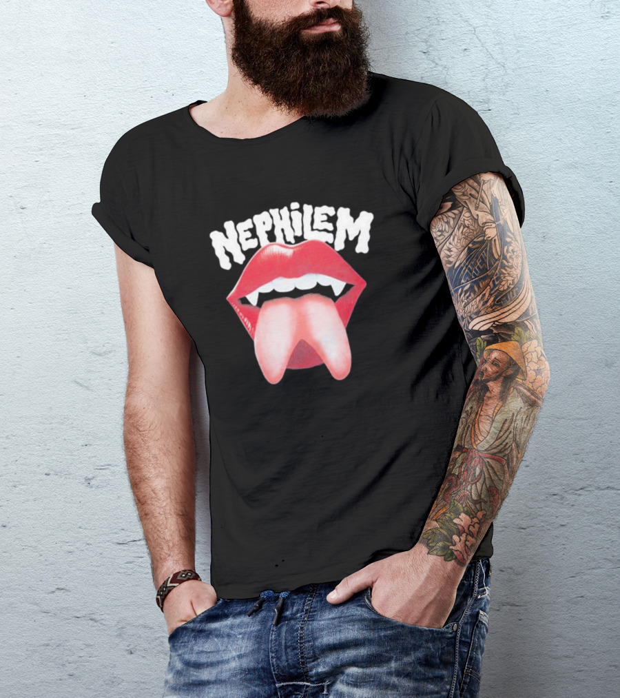 Nephilem Vampire Lips With Fangs And Extended Tongue T-Shirt