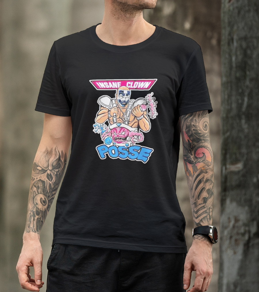 Insane Clown Posse Warrior With Pink Monster And Chainsaw T-Shirt