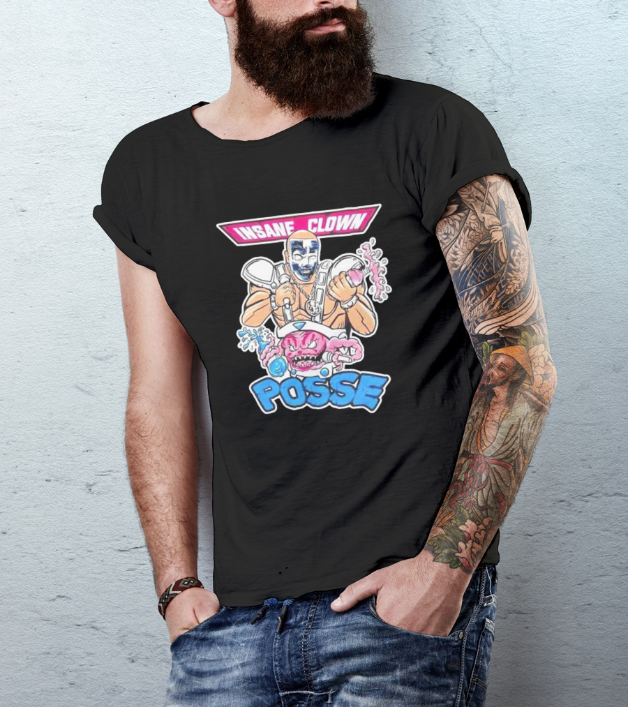 Insane Clown Posse Warrior With Pink Monster And Chainsaw T-Shirt
