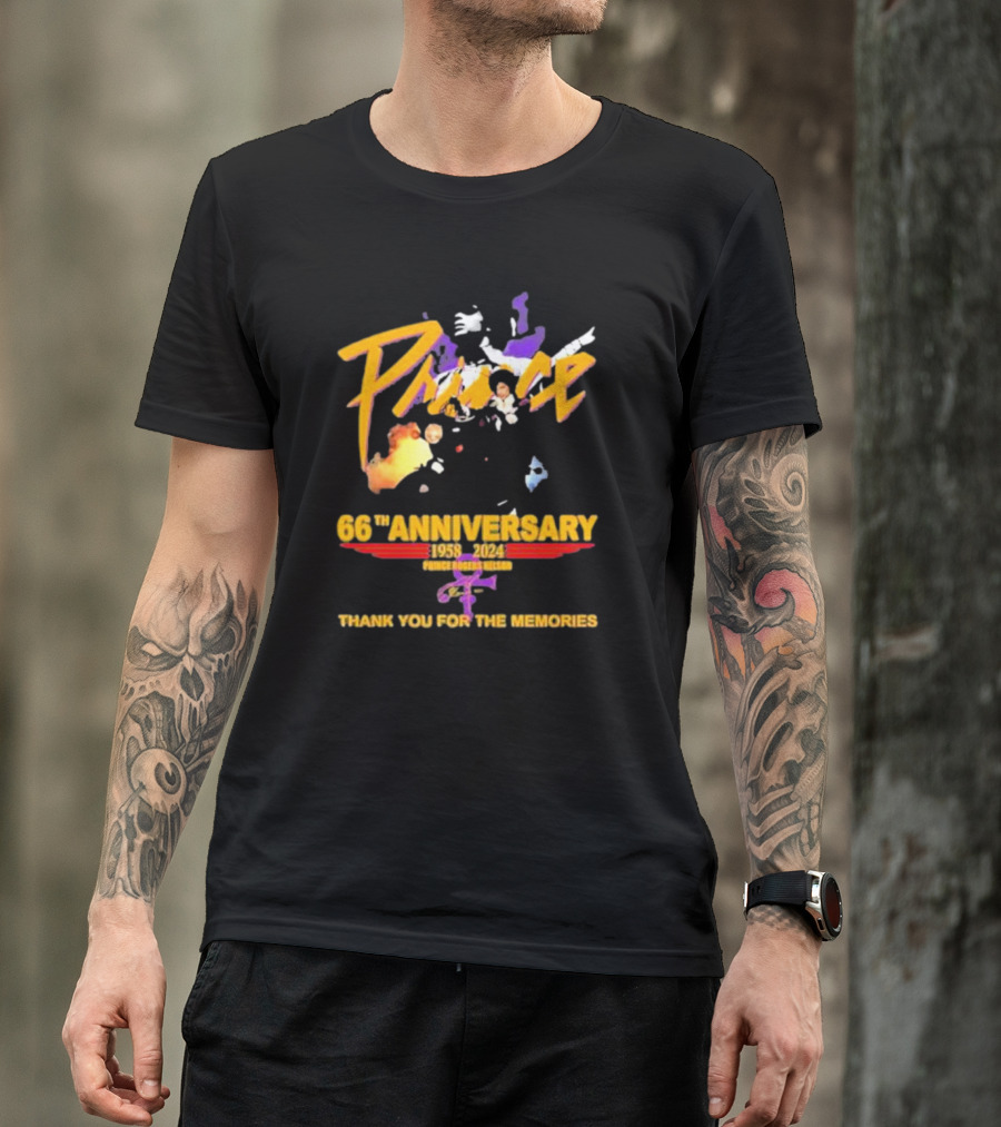 66th Anniversary 1958-2024 Prince Rogers Nelson Thank You For The Memories Purple T-Shirt