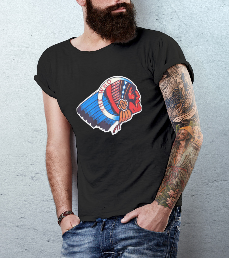 Rare The Who 1976 Vintage Logo Native American Headdress T-Shirt