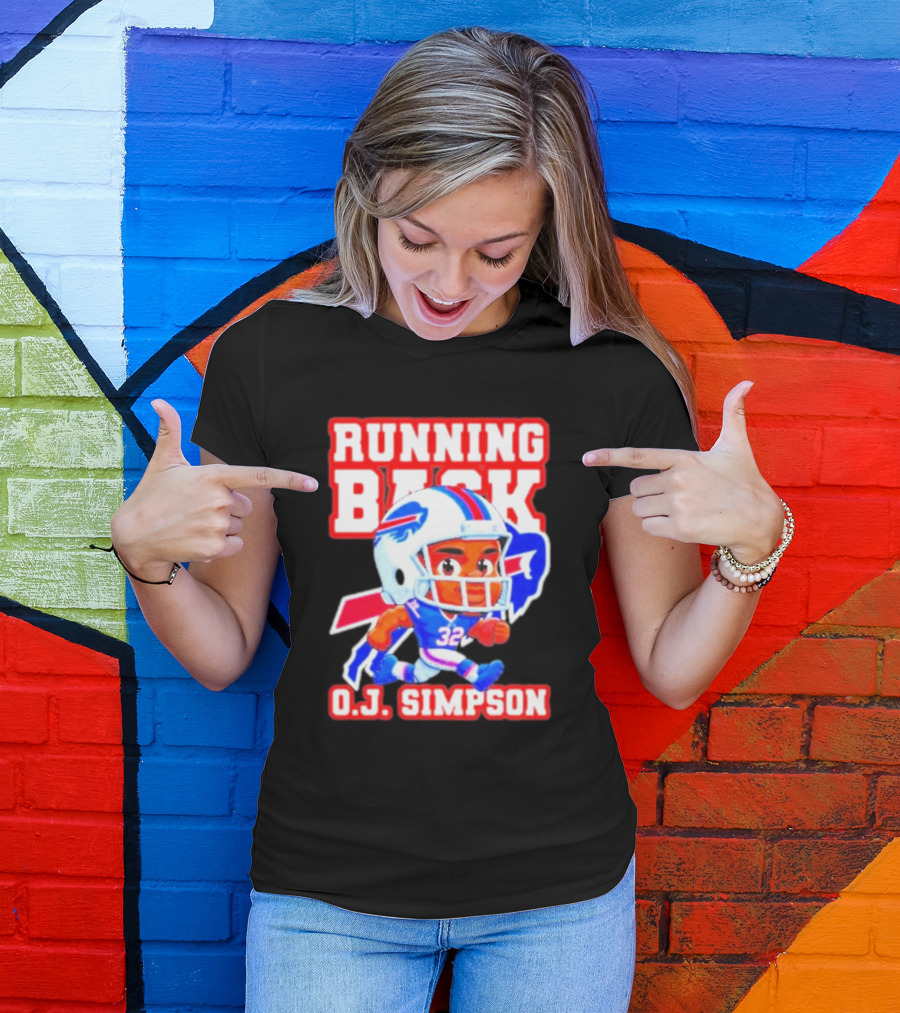 Running Back O.J. Simpson Cartoon Buffalo Bills Football Player T-Shirt