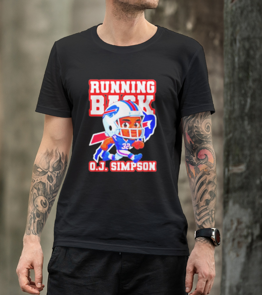 Running Back O.J. Simpson Cartoon Buffalo Bills Football Player T-Shirt