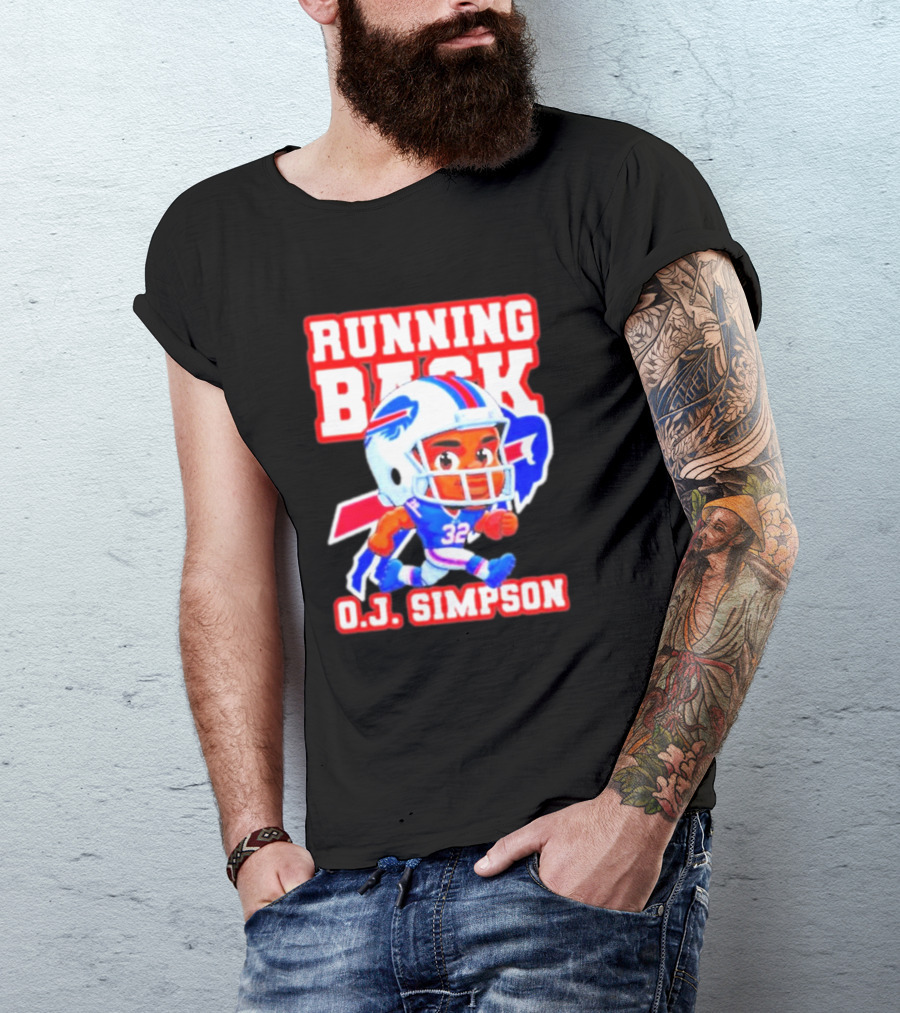 Running Back O.J. Simpson Cartoon Buffalo Bills Football Player T-Shirt