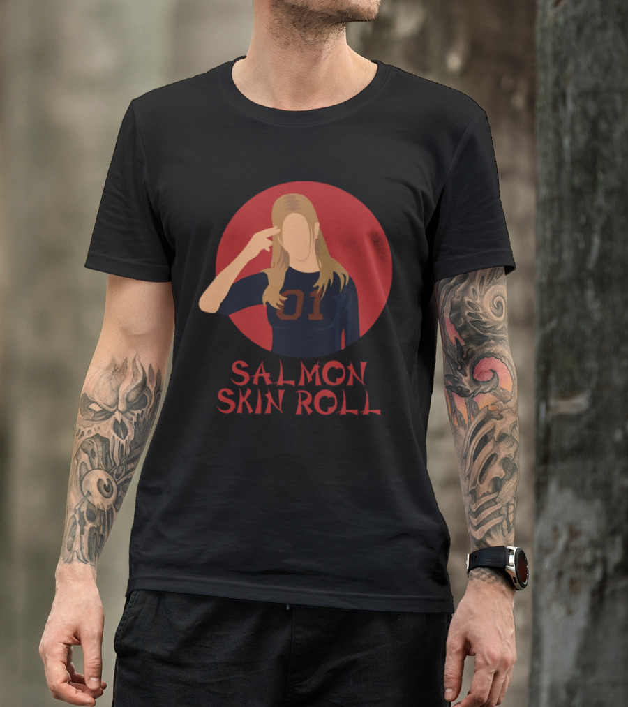 Salmon Skin Roll 01 Gesture Red Circle Background T-Shirt