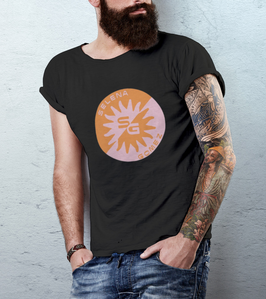 Selena Gomez SG Sunset Logo Circle Orange Pink T-Shirt
