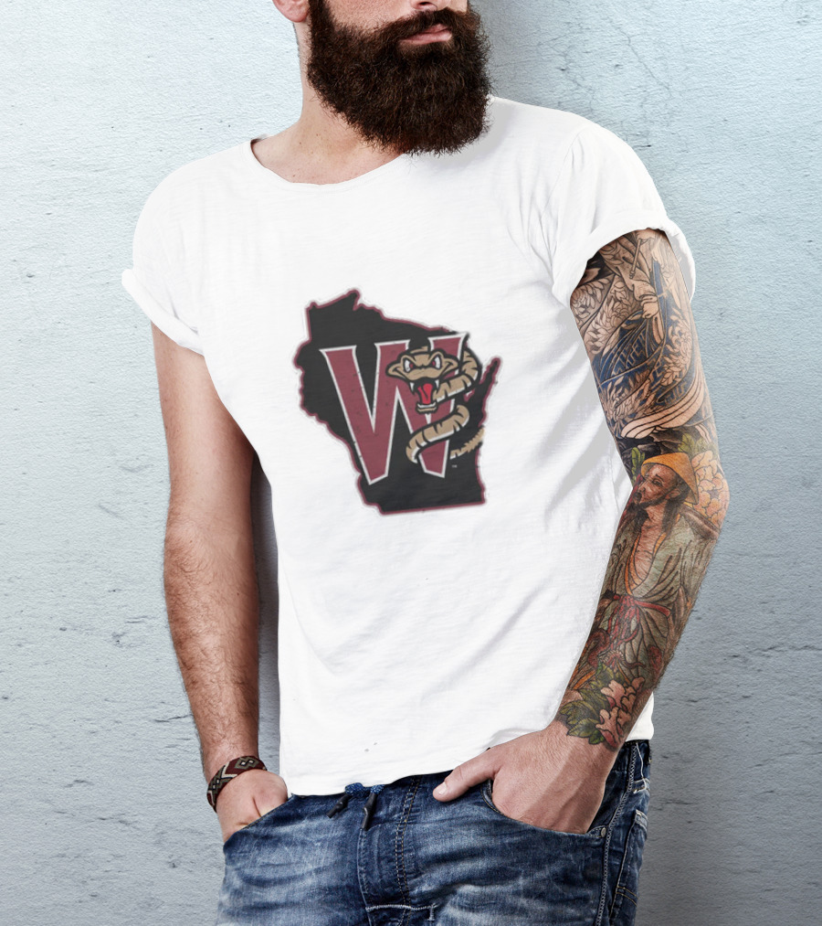 Black Timber Rattlers Wisconsin W Snake T-Shirt