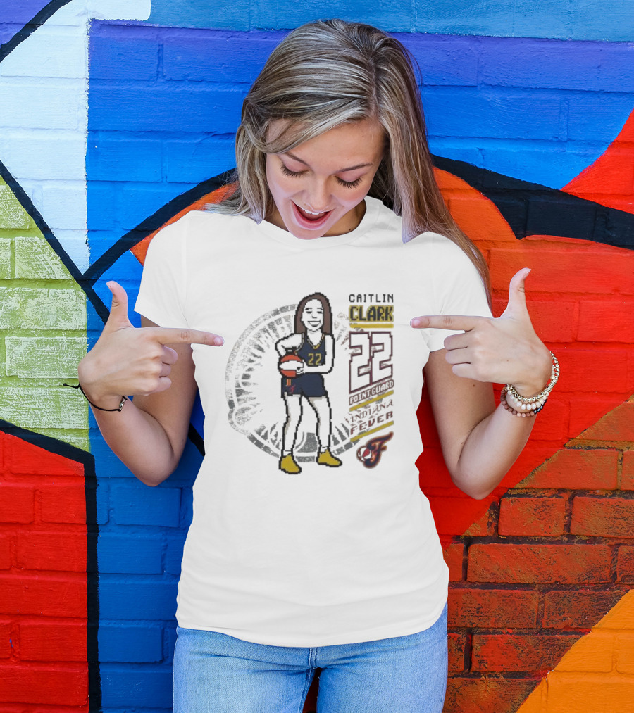 Caitlin Clark Indiana Fever 8-bit Player 22 Point Guard Youth Stadium Essentials T-Shirt